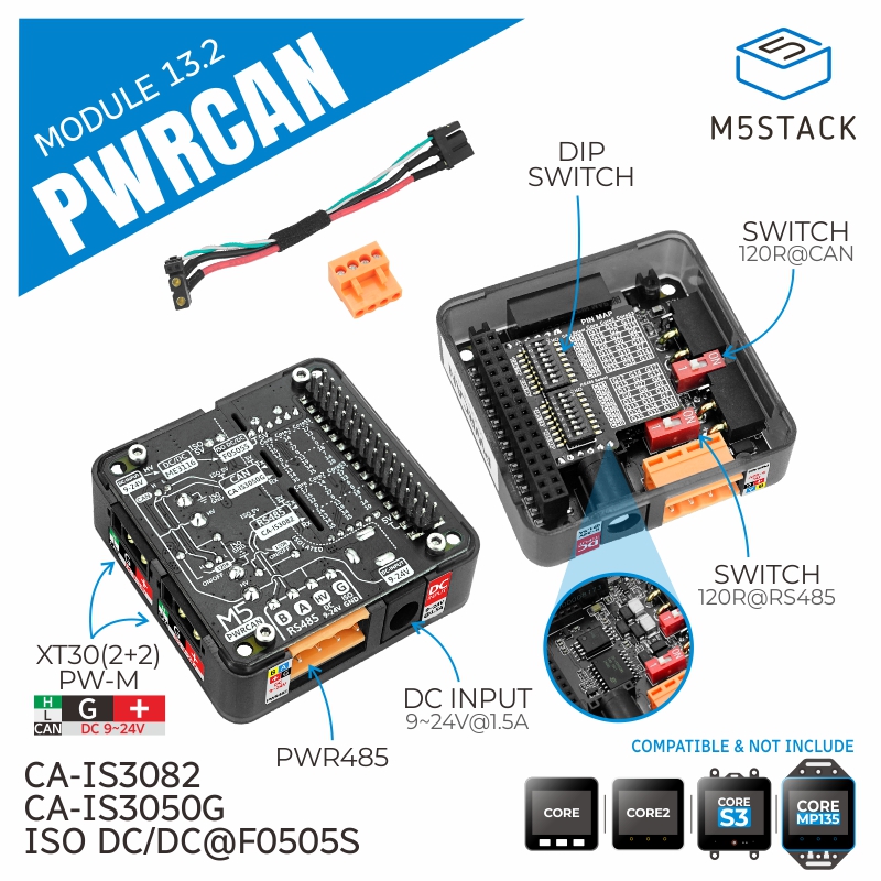 M5Stack - M5Stack โมดูล PWRCAN 13.2 อย่างเป็นทางการพร้อม 2-Ch