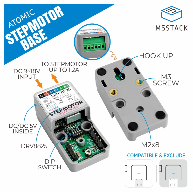 M5Stack - M5Stack ฐานสเต็ปมอเตอร์ ATOMIC อย่างเป็นทางการ (DRV8825)