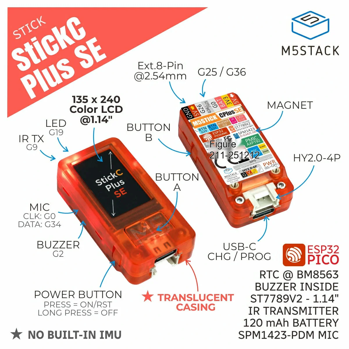 M5Stack M5StickC PLUS SE ชุดพั - M5Stickc บทวิจารณ์และราคา